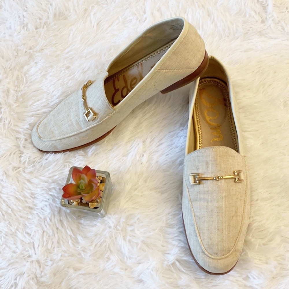 Sam Edelman | Anthropologie Loraine Canvas Loafers Gold Trim women’s 9